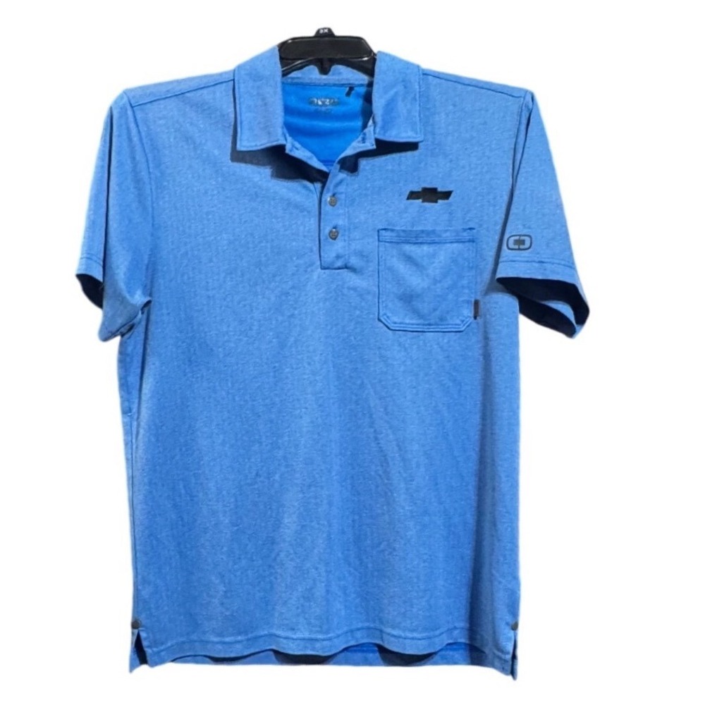 OGIO‎ Men M Blue Chevrolet Polo Shirt Short Sleeve Herringbone Workwear
